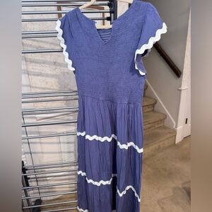 Chic Purple Midi Dress with White Trim